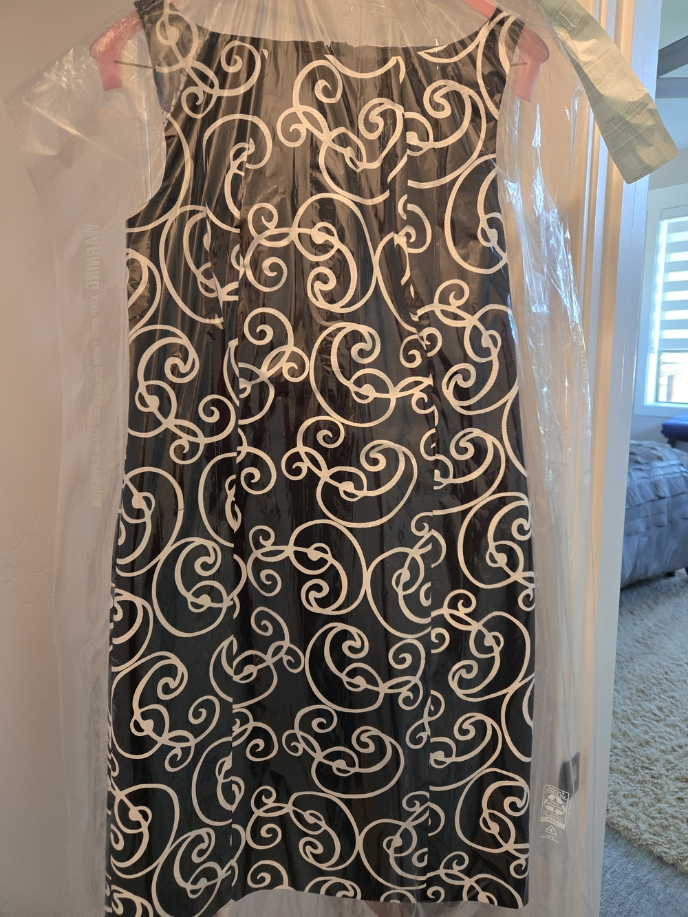 Ann Taylor Black Dress with White Scroll Print